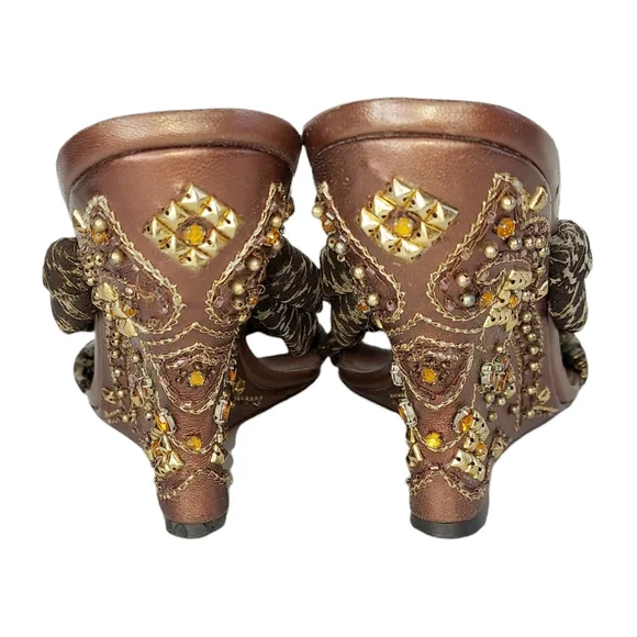 ColeHaan Embellished Wedge Sandals Size 10 - Picture 3 of 16